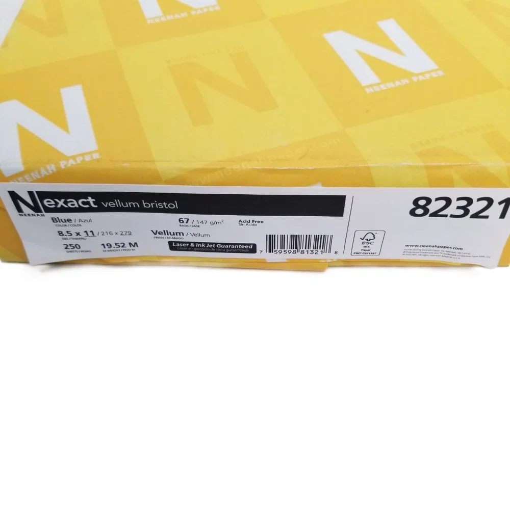 Neenah Exact Vellum Bristol Cardstock 67lb Blue 250 Sheets 8.5x11 Crafts